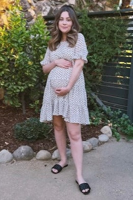 Ivory Printed Tiered Maternity Babydoll Dress