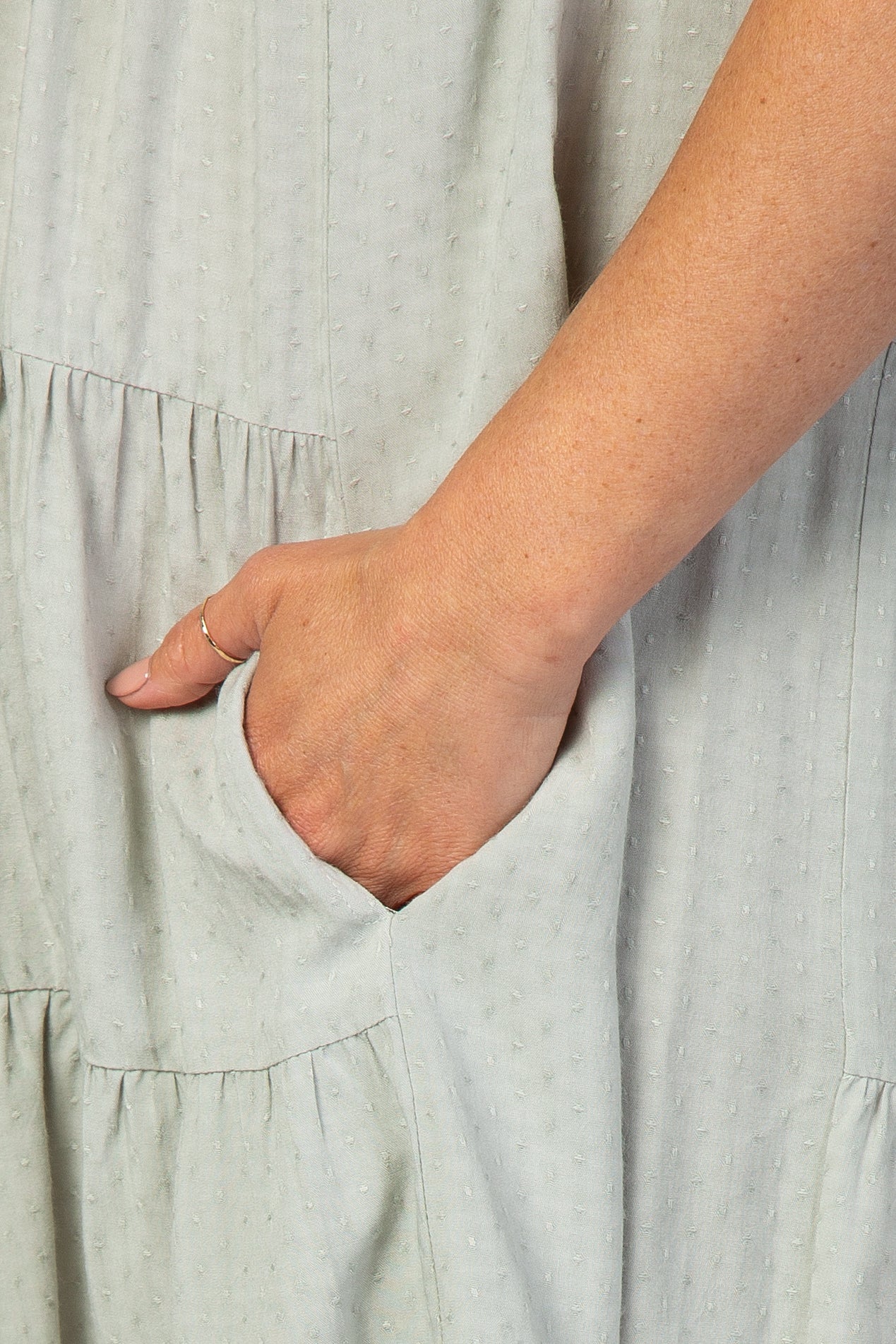 Mint Textured Tiered Ruffle Accent Maternity Dress