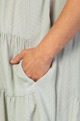 Mint Textured Tiered Ruffle Accent Maternity Dress