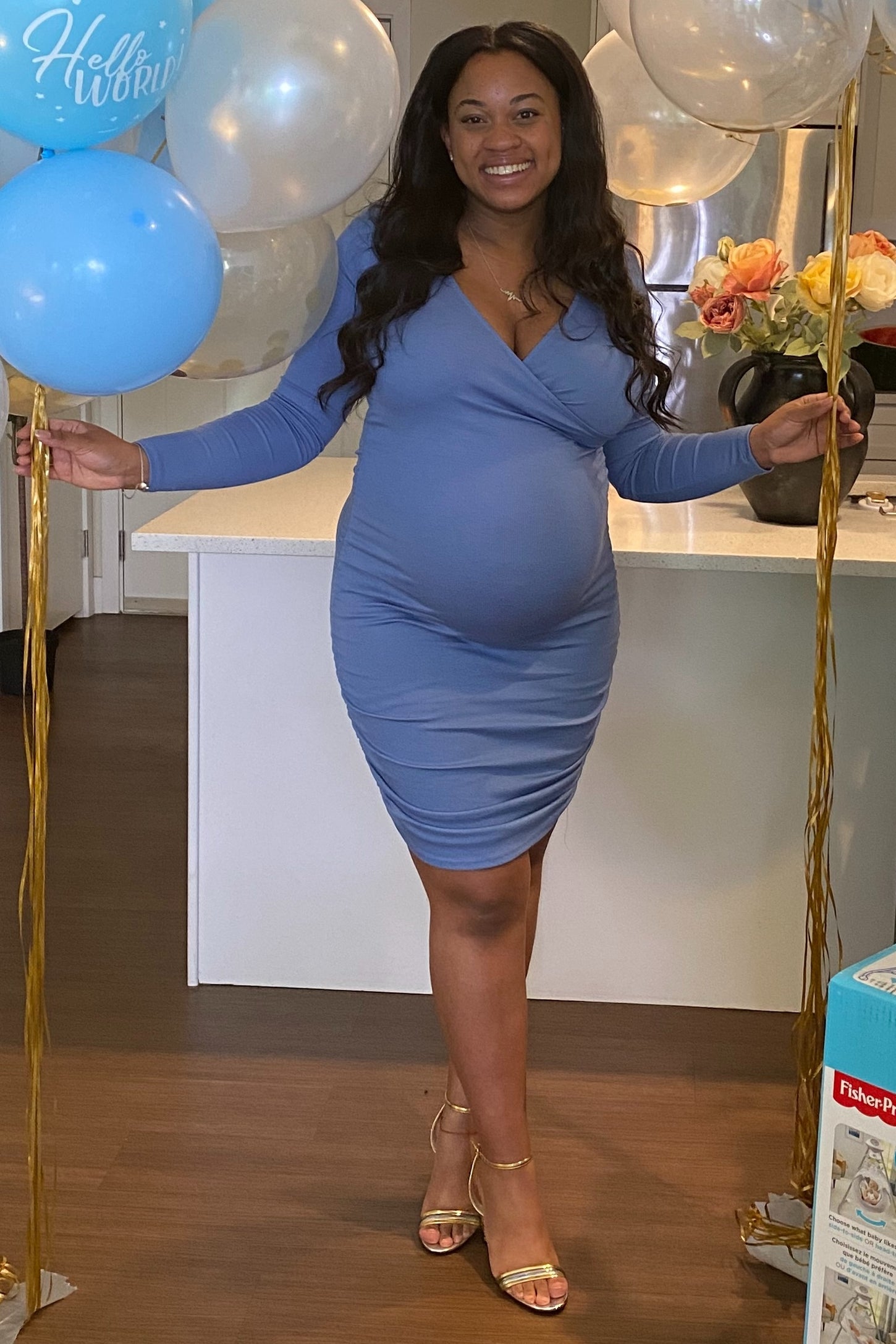 PinkBlush Periwinkle Ribbed Fitted Maternity/Nursing Dress