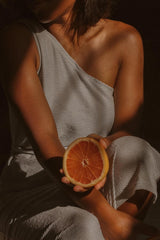 Light Blue One Shoulder Fitted Midi Dress