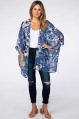 Blue Floral Chiffon Cover Up