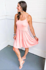 Coral Tiered Tank Dress