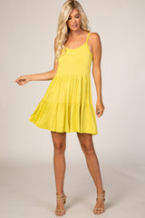Lime Yellow Tiered Tank Dress