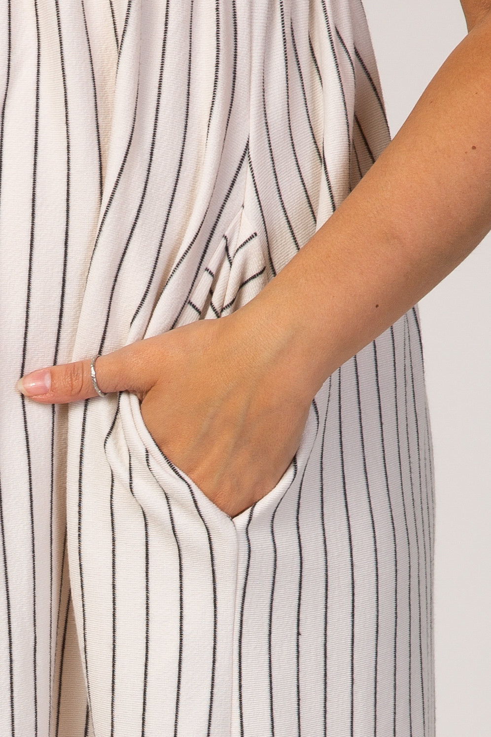 White Striped Maternity Babydoll Dress