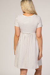 White Striped Maternity Babydoll Dress