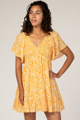Yellow Floral Smocked Ruffle Maternity Dress
