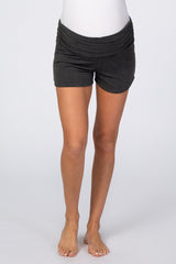 Charcoal Ruched Side Maternity Lounge Shorts