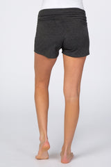 Charcoal Ruched Side Maternity Lounge Shorts