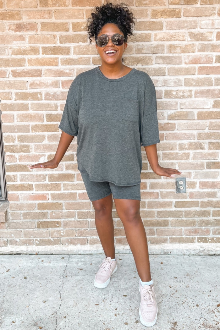 Charcoal Biker Short Sleep Set