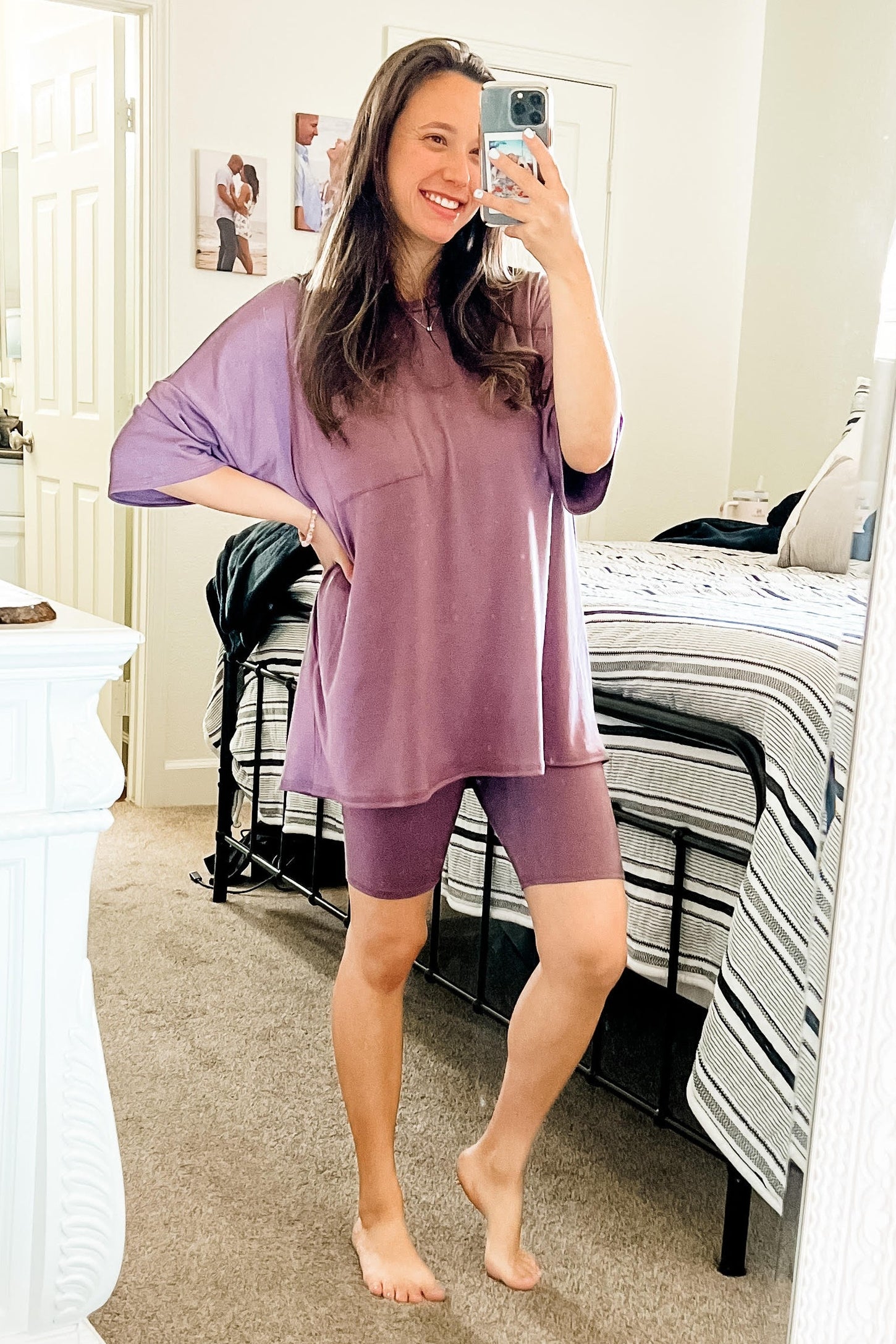 Purple Biker Short Sleep Set