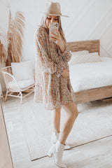 Cream Floral Chiffon Ruffle Hem Maternity Dress
