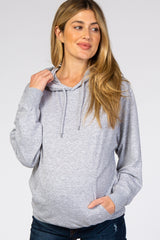 Heather Grey Basic Hooded Maternity Sweatshirt