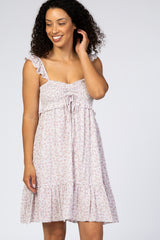 Lavender Floral Ruffle Sleeveless Mini Dress