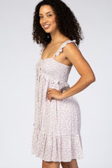 Lavender Floral Ruffle Sleeveless Mini Dress