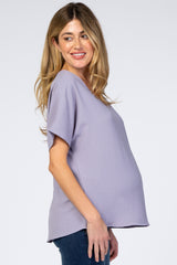 Lavender Short Sleeve Maternity Blouse
