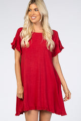 Red Fringe Linen Dress