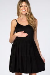Black Tiered Maternity Tank Dress