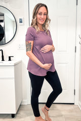 Mauve Layered Wrap Front Maternity Nursing Top