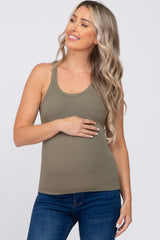 Olive Ribbed Maternity Tank Top