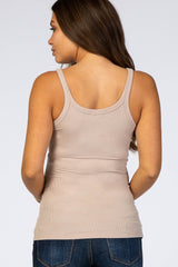 Taupe Ribbed Maternity Tank Top