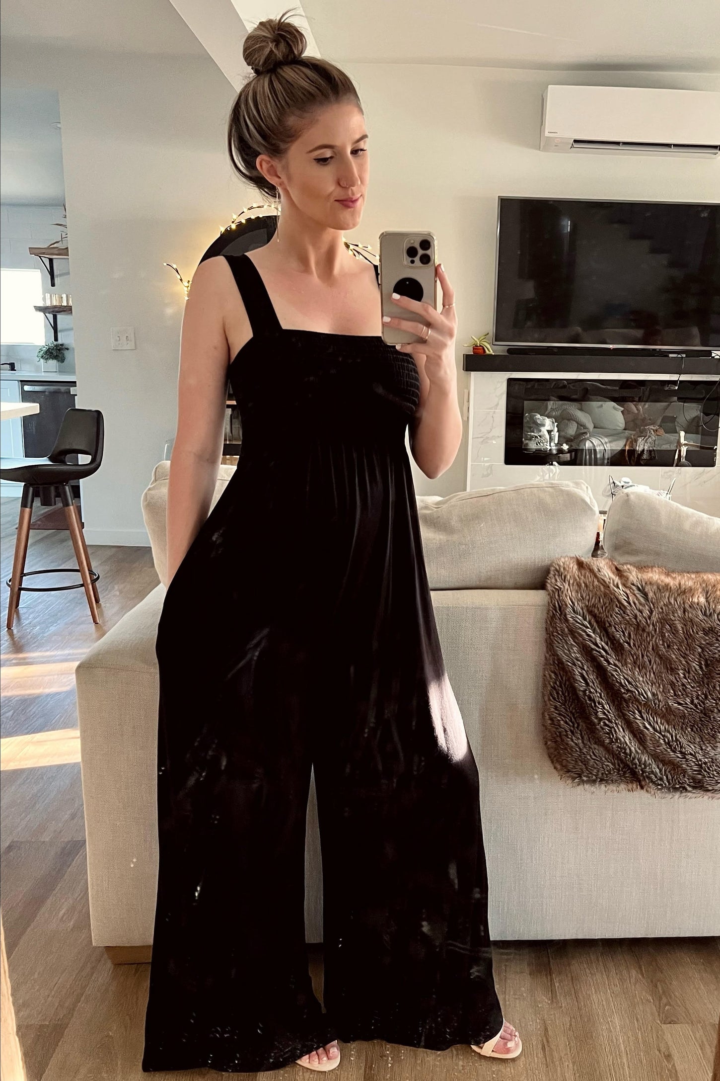 Black Sleeveless Wide Leg Maternity Jumpsuit