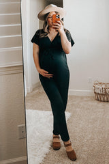 Black Wrap Tie Maternity Jumpsuit
