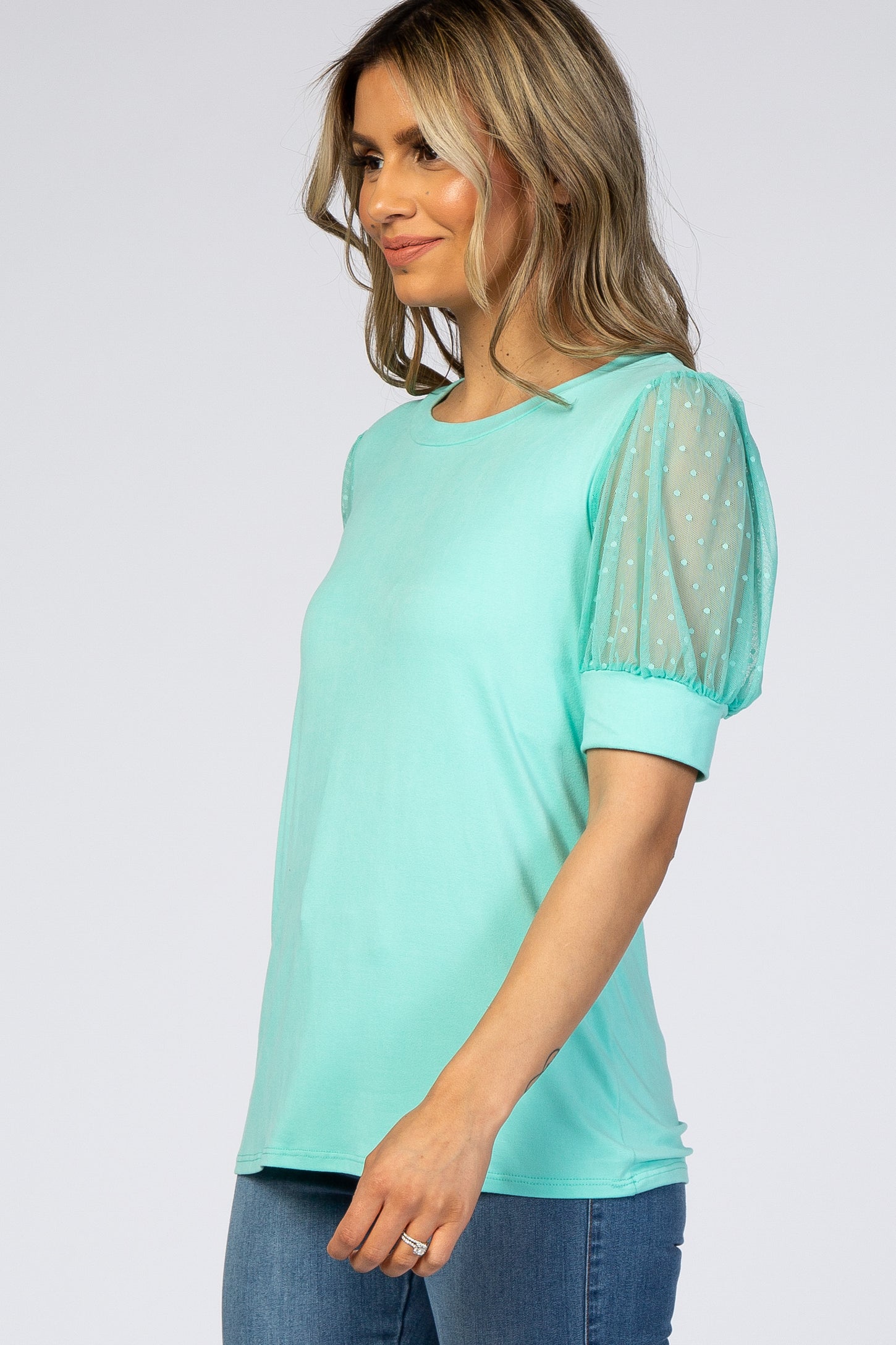 Mint Mesh Sleeve Top