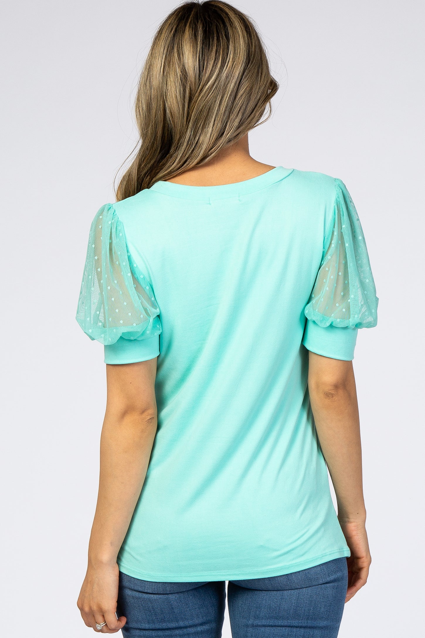 Mint Mesh Sleeve Top