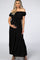 Black Off Shoulder Ruffle Hem Maternity Maxi Dress