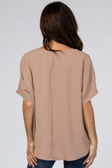 Taupe Short Sleeve Blouse