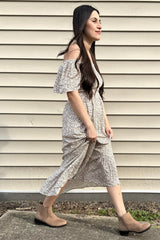 Ivory Floral Smocked Maxi Dress