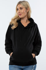 Black Basic Hooded Maternity Sweatshirt