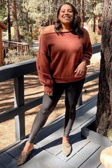 Camel Boat Neck Bubble Sleeve Sweater