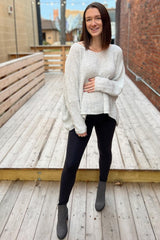 White Speckled Oversized Maternity Sweater