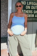 Blue Striped One-Piece Maternity Swimsuit