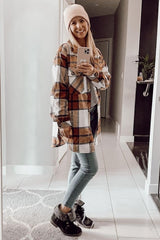 Mocha Plaid Button Down Maternity Over Shirt