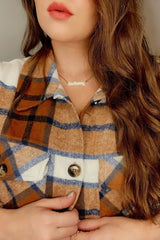 Mocha Plaid Button Down Maternity Over Shirt