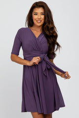 Plum Waist Tie Nursing Dress