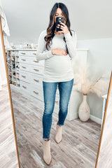 Heather Grey Soft Knit Ruched Maternity Top