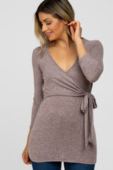 Pink Brushed Knit Wrap Top