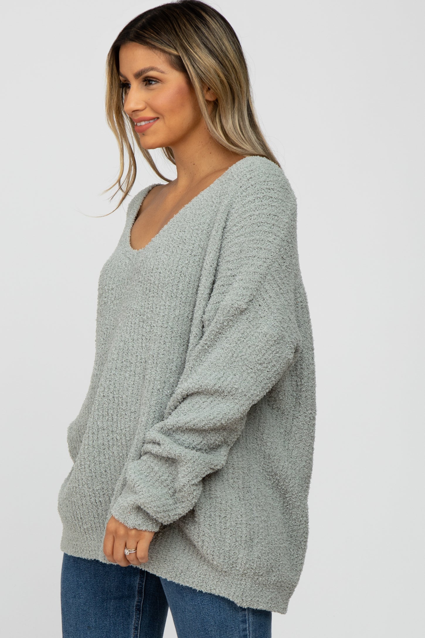Mint Green V-Neck Soft Sweater