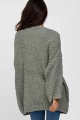 Olive Soft Popcorn Knit Cardigan