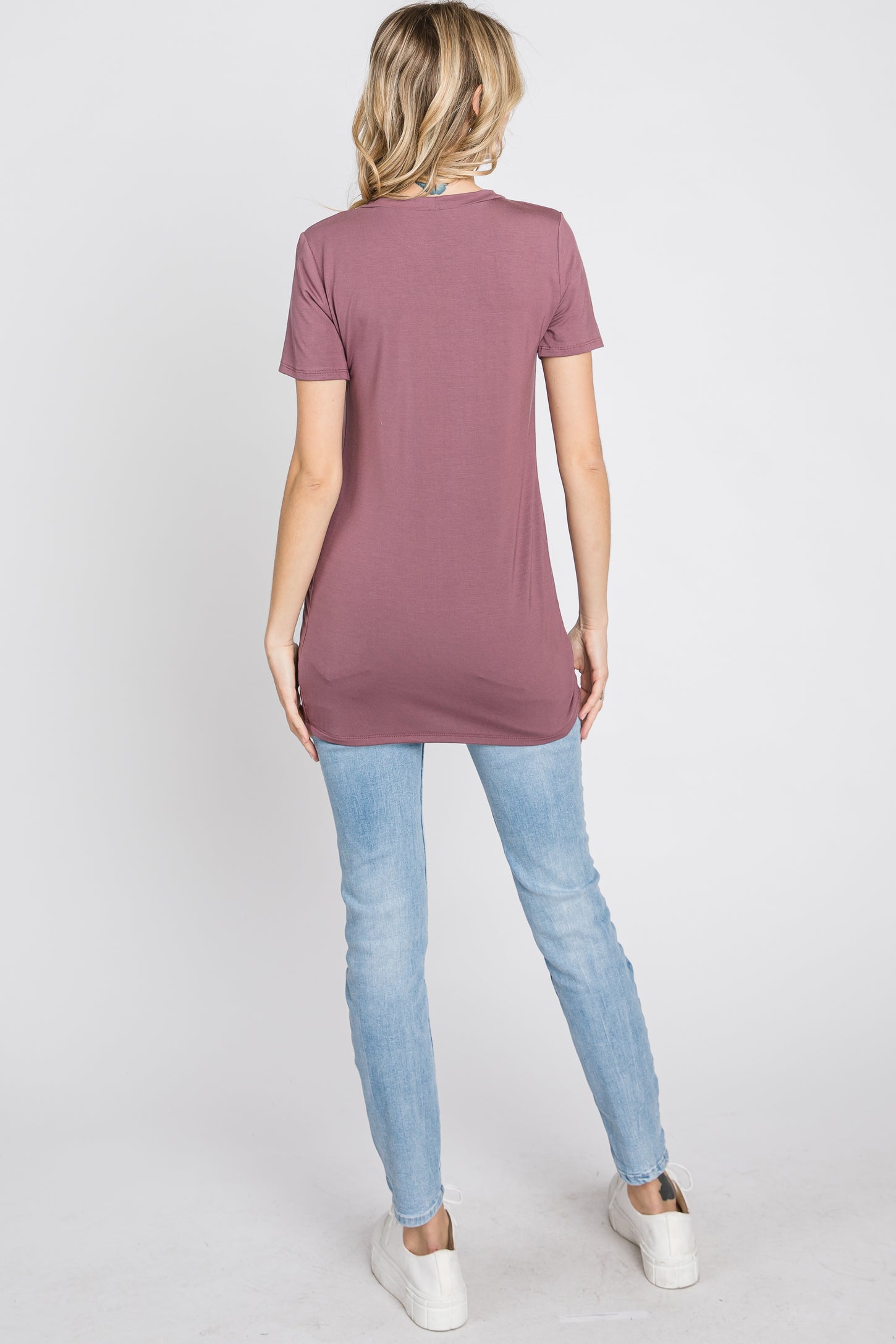 Mauve Basic Short Sleeve Top