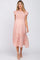 Pink Leaf Print Smocked Ruffle Sleeve Maternity Midi Dress