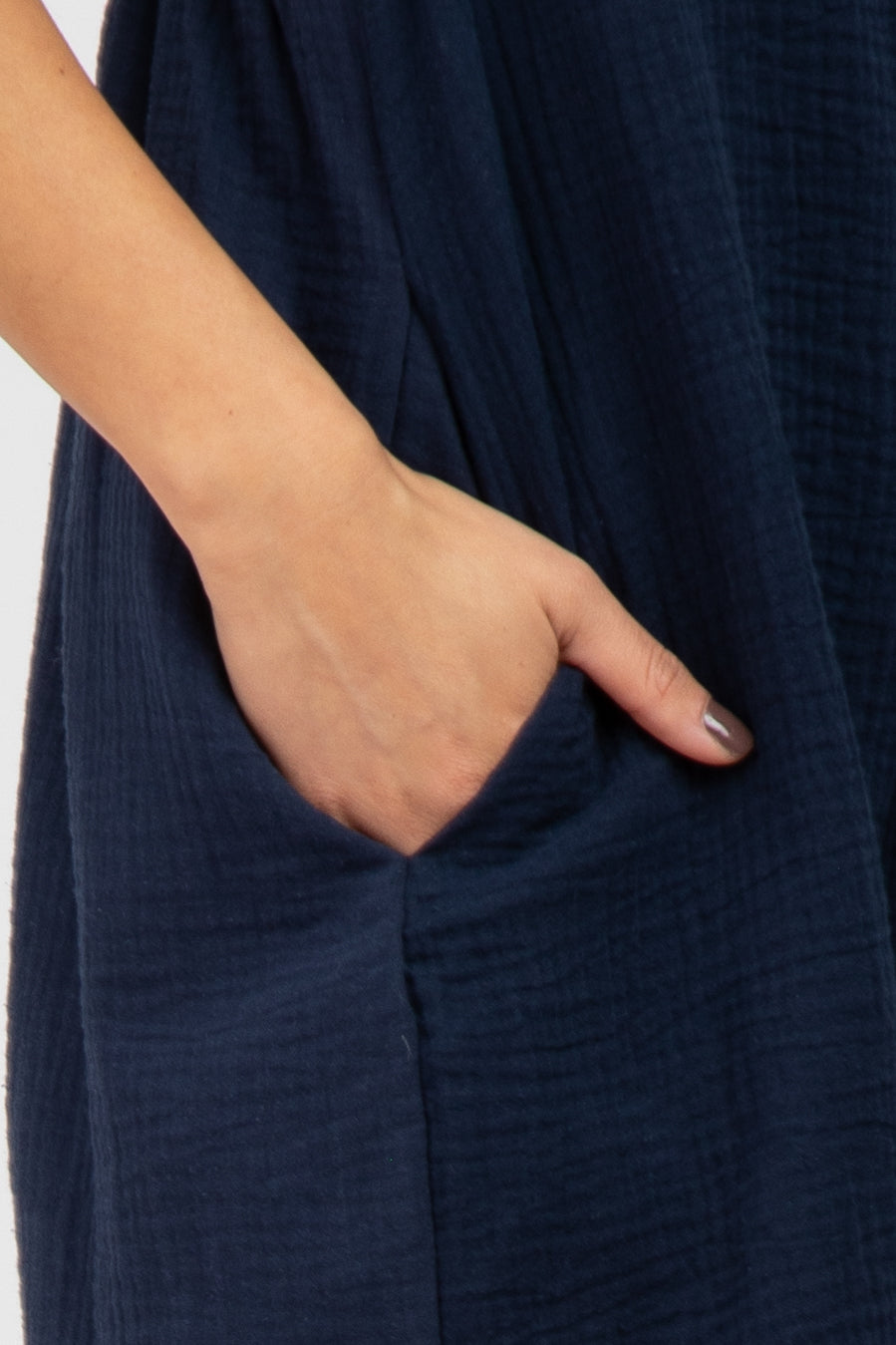 Navy Blue Square Neck Elastic Strap Romper