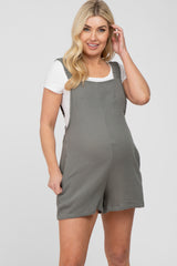 Olive Square Neck Elastic Strap Maternity Romper