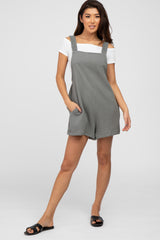 Olive Square Neck Elastic Strap Maternity Romper