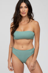 Sage Ribbed Bandeau Maternity Bikini Swim Set