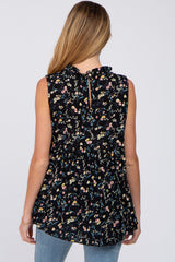 Black Floral Sleeveless Babydoll Maternity Top